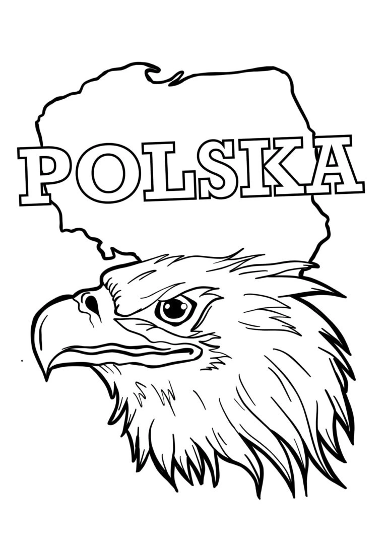 Eagle and map of Poland coloring book